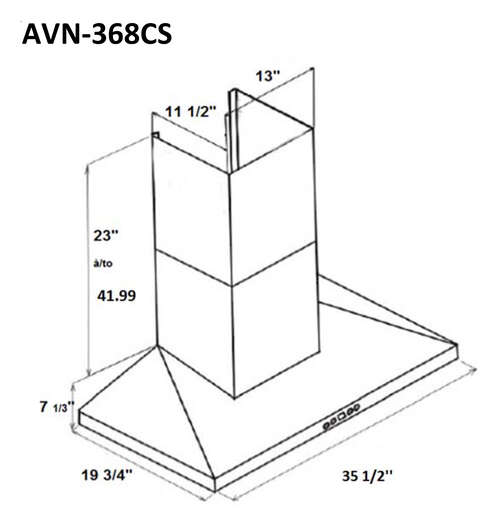 Caractéristiques - 36'' Wall mount hood, 860 CFM - AVN-368CS