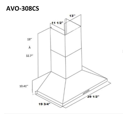 Caractéristiques - 30'' Wall mount hood- professional design - AVO-308CS